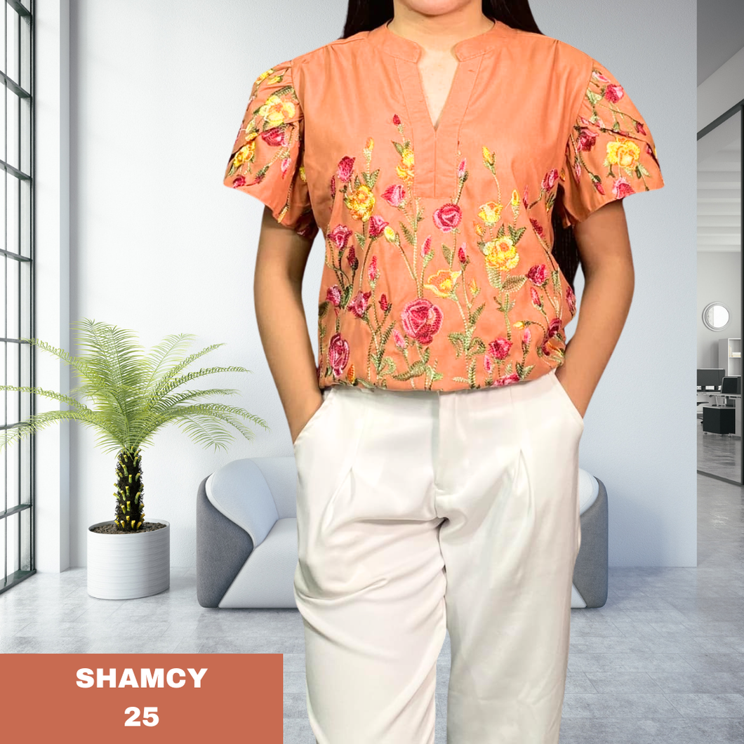 SHAMCY BLOUSE 0025- EMBROID SALMON