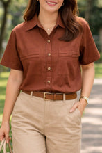 Load image into Gallery viewer, NADINE  BLOUSE 0015 - PLAIN CHOCO BROWN