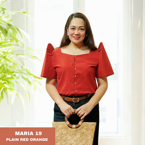 MARIA BLOUSE 0019- PLAIN RED ORANGE