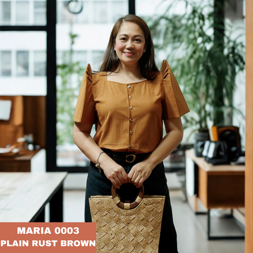 MARIA BLOUSE 0003- PLAIN RUST BROWN
