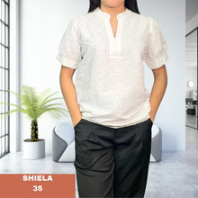 Load image into Gallery viewer, SHIELA BLOUSE 0035-EYELET WHITE