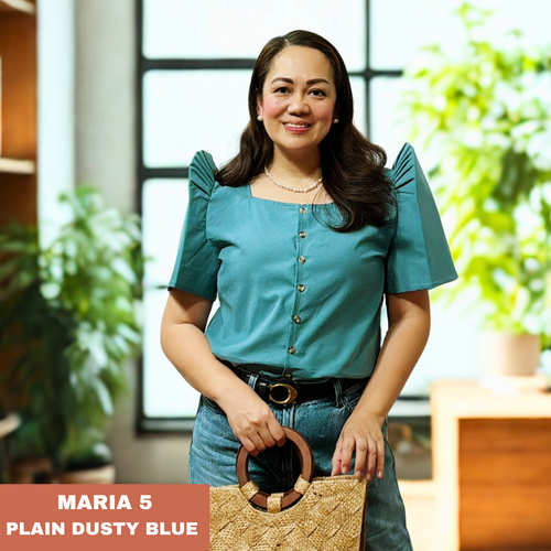 MARIA BLOUSE 0005- PLAIN DUSTY BLUE