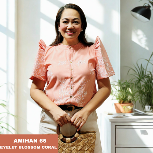 AMIHAN BLOUSE 0065 - EYELET BLOSSOM CORAL