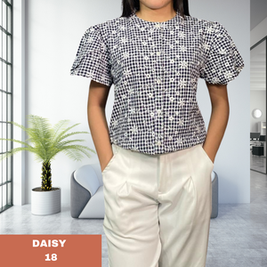 DAISY BLOUSE 0018-CHECKERED NAVY BLUE