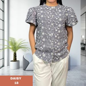 DAISY BLOUSE 0018-CHECKERED NAVY BLUE