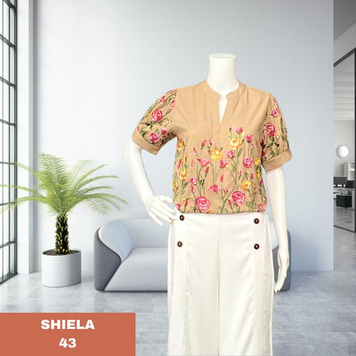 SHIELA BLOUSE 0043 - EMBROIDERED MOCHA