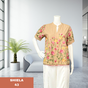 SHIELA BLOUSE 0043 - EMBROIDERED MOCHA