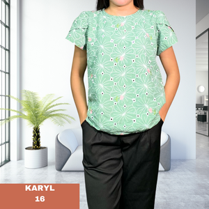 KARYL  BLOUSE 0016 - EYELET TEAL