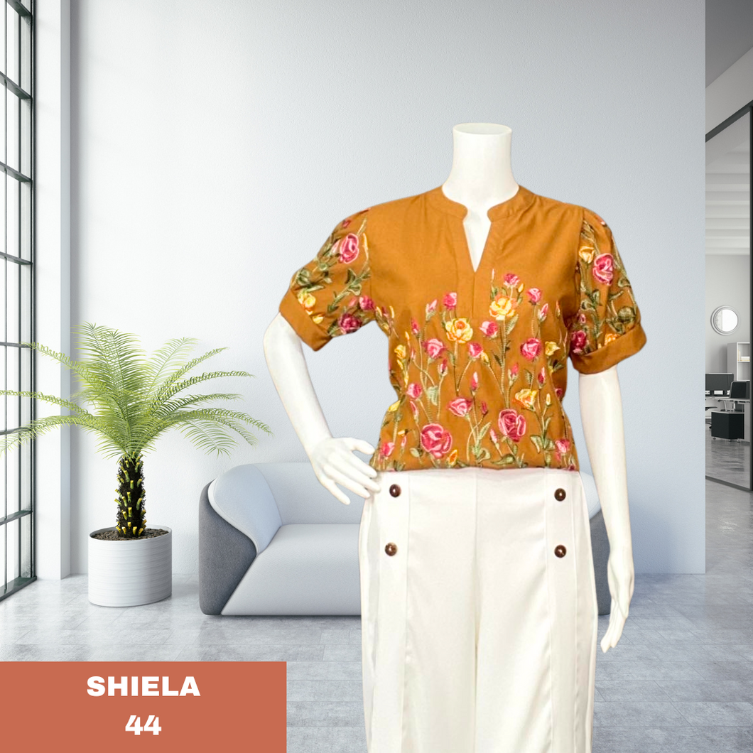 SHIELA BLOUSE 0044 - EMBROIDERED RUST