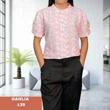 Load image into Gallery viewer, DAHLIA BLOUSE 0139 -EMBROIDERED PINK/WHITE