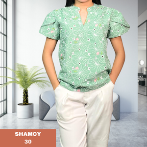 SHAMCY BLOUSE 0030-EYELET TEAL GREEN