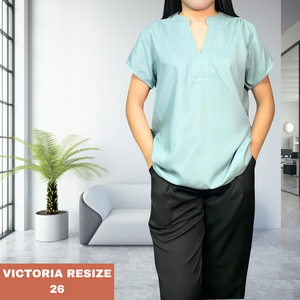 VICTORIA RESIZE BLOUSE 0026 - PLAIN TEAL GREEN