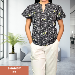 SHAMCY BLOUSE 0032-EYELET BLACK