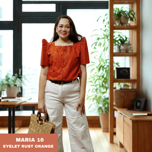 MARIA BLOUSE 0016-EYELET RUST ORANGE