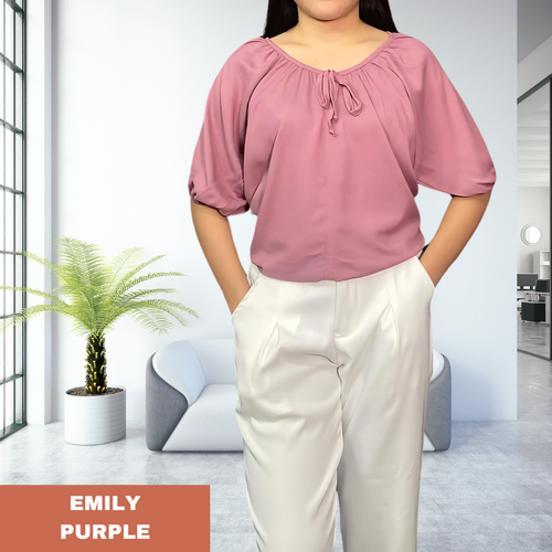 EMILY  BLOUSE 0009- PLAIN PURPLE