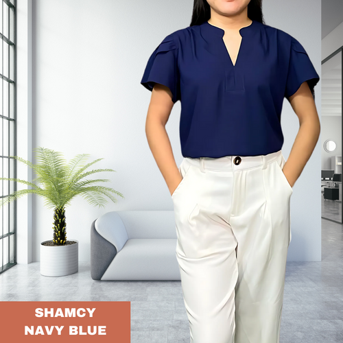 SHAMCY BLOUSE 0002 - PLAIN NAVY BLUE