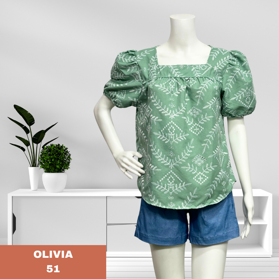 OLIVIA 0051-EMROIDERED TEAL GREEN