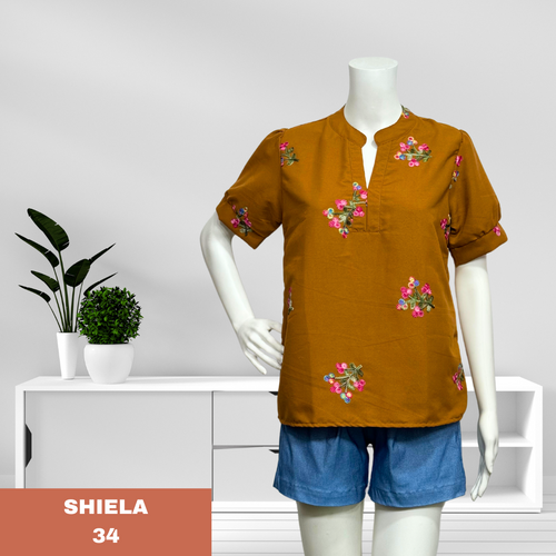 SHIELA BLOUSE 0034-EMBROID RUST