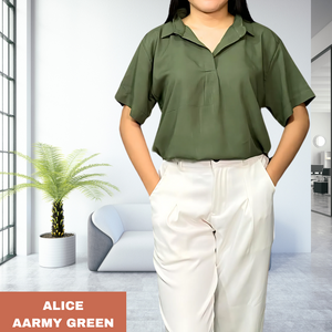 ALICE BLOUSE 0002 -   PLAIN ARMY GREEN