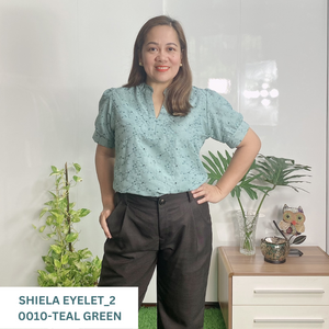 SHIELA BLOUSE 0010 - EYELET_2  TEAL GREEN