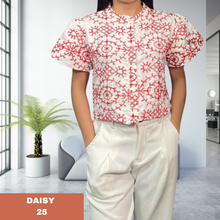 Load image into Gallery viewer, DAISY BLOUSE 0025 - EMBROIDERED RED