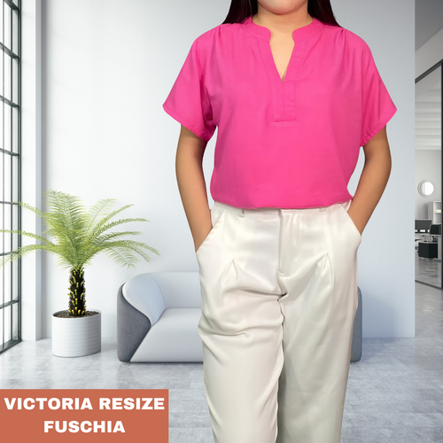 VICTORIA RESIZE BLOUSE 0035-PLAIN FUSCHIA