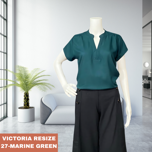 VICTORIA RESIZE BLOUSE 0027 - PLAIN MARINE GREEN