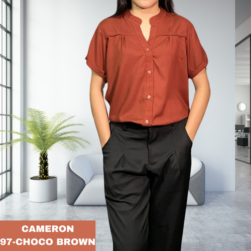 CAMERON BLOUSE 0097 - PLAIN CHOCO BROWN