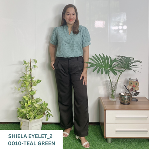 SHIELA BLOUSE 0010 - EYELET_2  TEAL GREEN