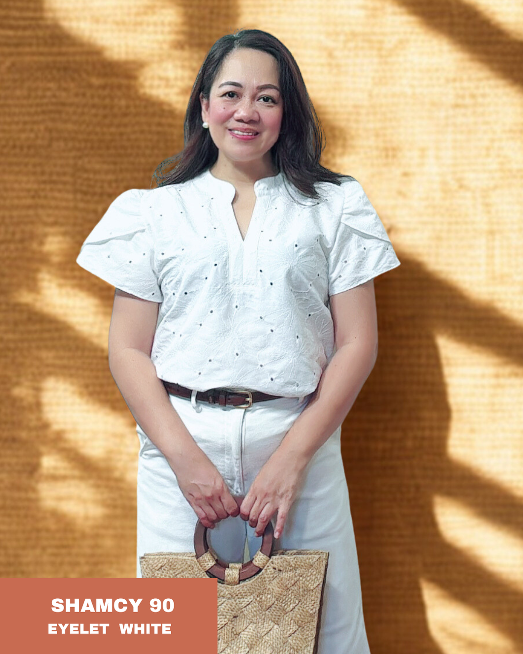 SHAMCY BLOUSE 0090 - EYELET WHITE