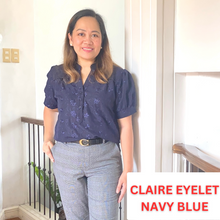 Load image into Gallery viewer, CLAIRE BLOUSE 0068 - EYELET NAVY BLUE