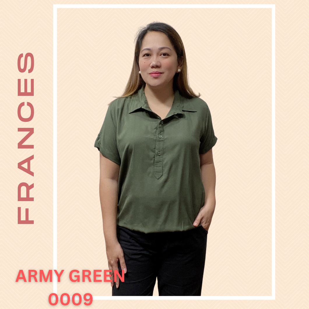 FRANCES BLOUSE 0009 - PLAIN ARMY GREEN