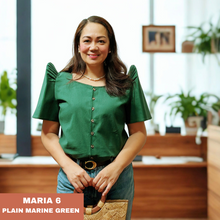 Load image into Gallery viewer, MARIA BLOUSE 0006- PLAIN MARINE GREEN