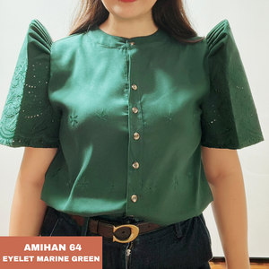 AMIHAN BLOUSE 0064 - EYELET MARINE GREEN