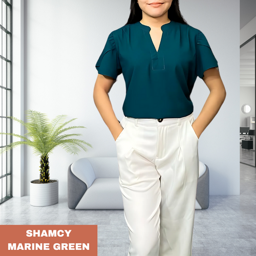 SHAMCY BLOUSE 0003 - PLAIN MARINE GREEN