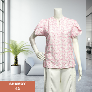 SHAMCY BLOUSE 0042- EYELET PINK/WHITE