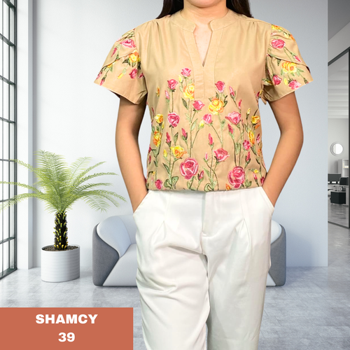 SHAMCY BLOUSE 0039- EMBROID BROWN