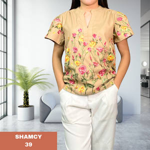 SHAMCY BLOUSE 0039- EMBROID BROWN