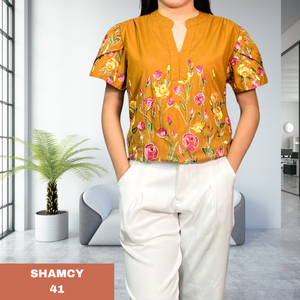 SHAMCY BLOUSE 0041- EMBROID RUST