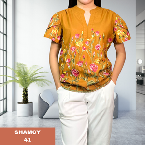 SHAMCY BLOUSE 0041- EMBROID RUST