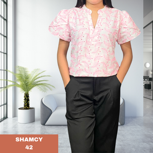 SHAMCY BLOUSE 0042- EYELET PINK/WHITE