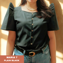 Load image into Gallery viewer, MARIA BLOUSE 0007- PLAIN BLACK