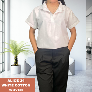 ALICE BLOUSE 0024 - PLAIN WHITE COTTON WOVEN