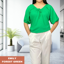 Load image into Gallery viewer, EMILY  BLOUSE 0005- PLAIN FOREST GREEN