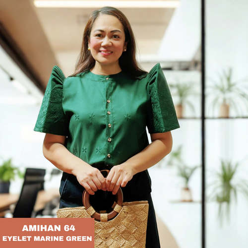 AMIHAN BLOUSE 0064 - EYELET MARINE GREEN