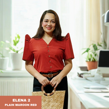 Load image into Gallery viewer, ELENA  BLOUSE 0002- PLAIN MAROON RED