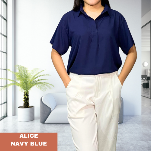 ALICE BLOUSE 0003 - PLAIN NAVY BLUE