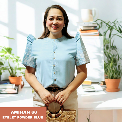 AMIHAN BLOUSE 0066 - EYELET POWDER BLUE