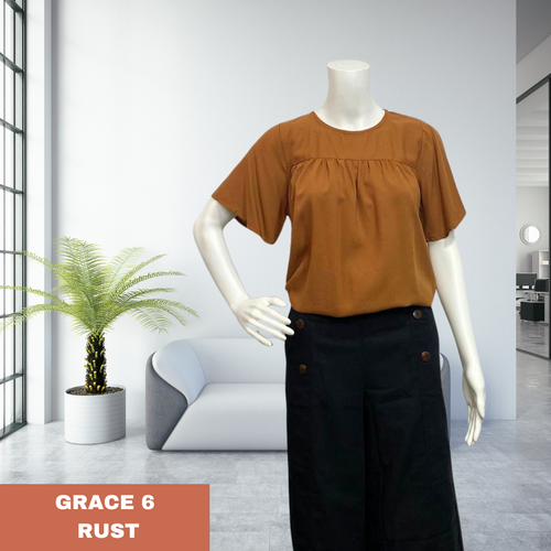 GRACE  BLOUSE 0006-PLAIN RUST