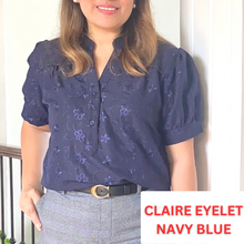 Load image into Gallery viewer, CLAIRE BLOUSE 0068 - EYELET NAVY BLUE